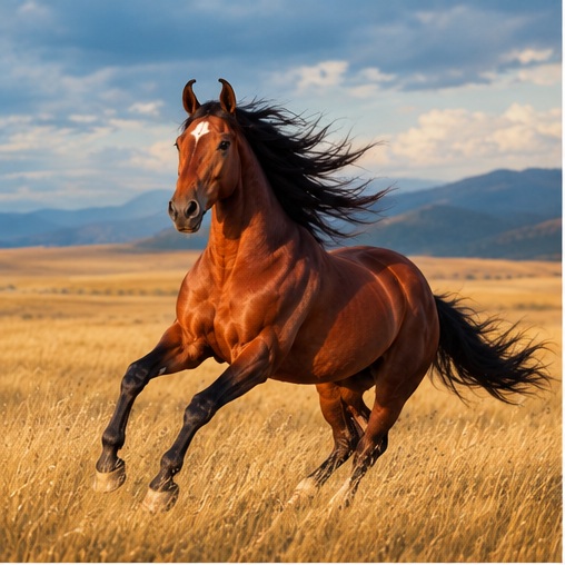 Marwari horse in a golden Rajasthan landscape